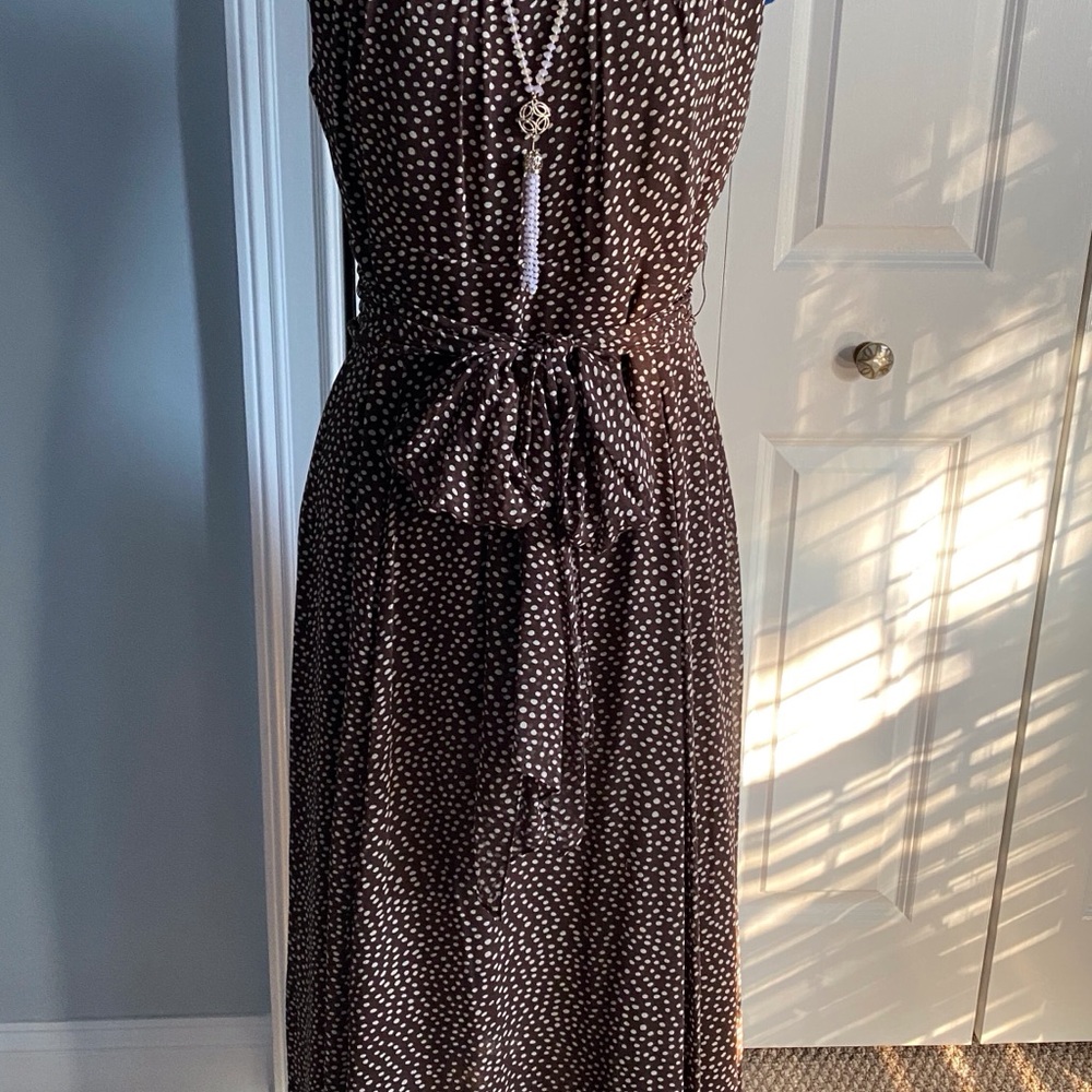 Talbots Chic Brown Polka Dot Midi Dress